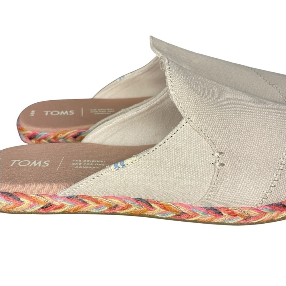 TOMS Womens Nova Natural Glitter Espadrille Mule Shoes Size 8.5 - Picture 3 of 7
